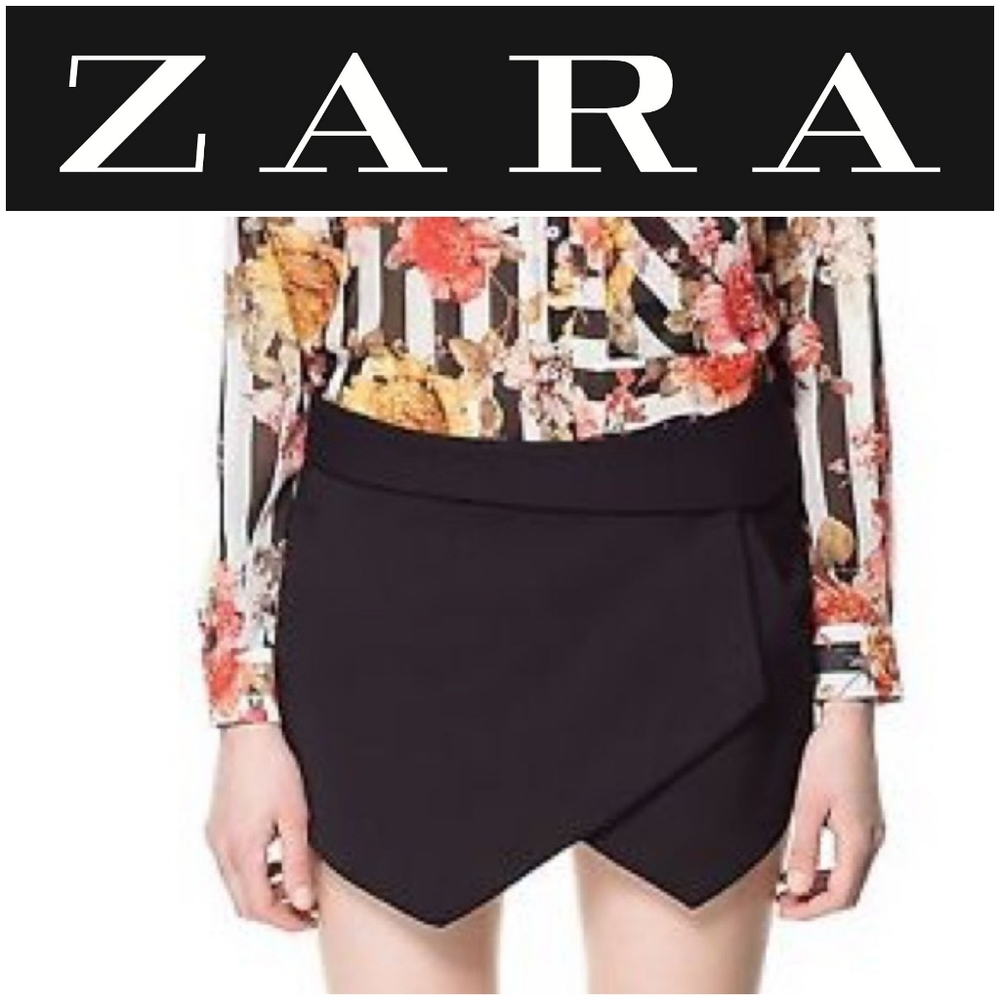 Zara Asymmetrical Wrap Black Shorts